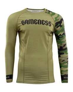 Hot Century Martial Arts Gameness Men's Combate Long Sleeve Rash Guard Olive