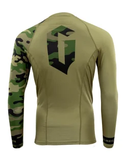 Hot Century Martial Arts Gameness Men's Combate Long Sleeve Rash Guard Olive