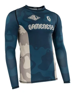 Online Gameness Men's Long Sleeved Meeting Of The Waters Rash Guard Navy