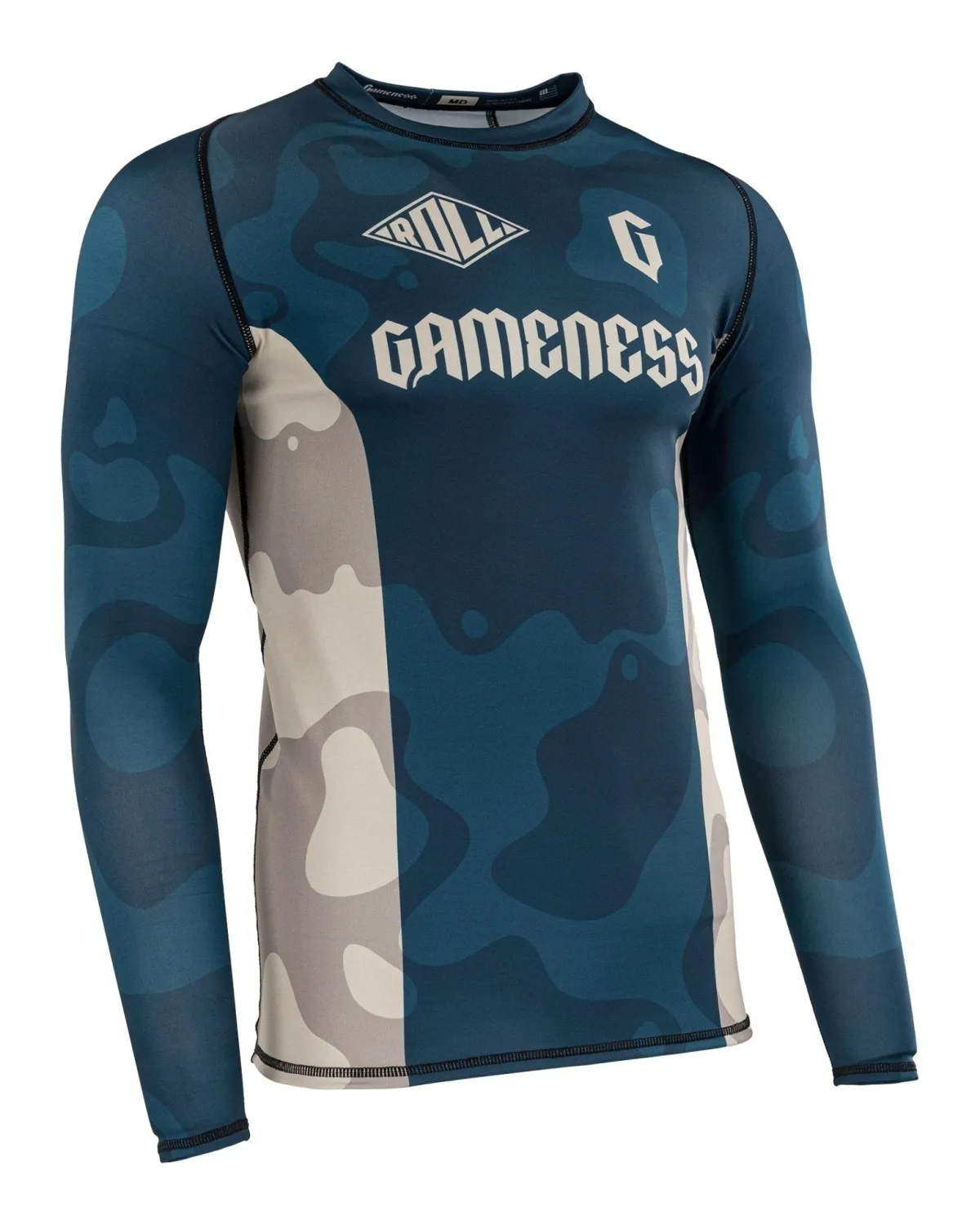 Online Gameness Men's Long Sleeved Meeting Of The Waters Rash Guard Navy