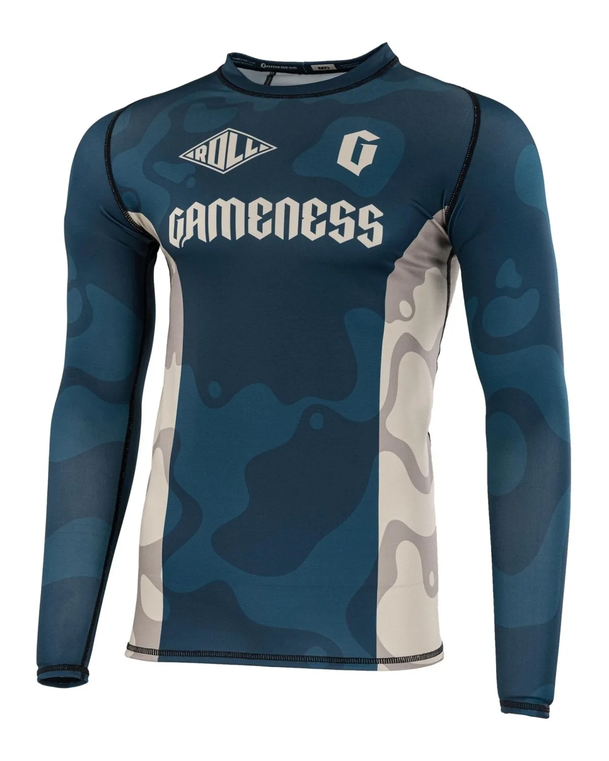 Online Gameness Men's Long Sleeved Meeting Of The Waters Rash Guard Navy