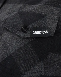 Outlet Gameness Roll Call Men's Flannel Shirt Black/Grey