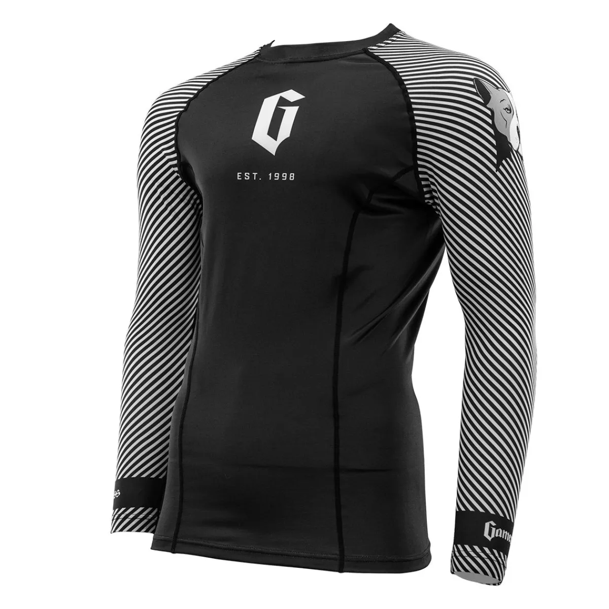 Clearance Gameness Spirit Animal Long Sleeve Rash Guard Black/White