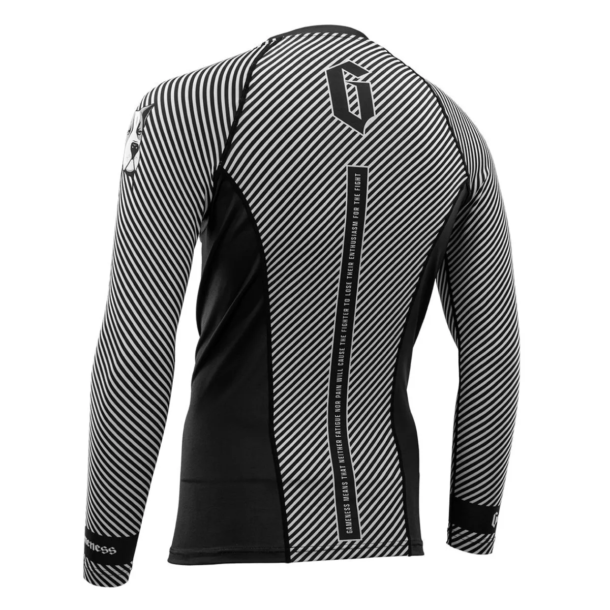 Clearance Gameness Spirit Animal Long Sleeve Rash Guard Black/White