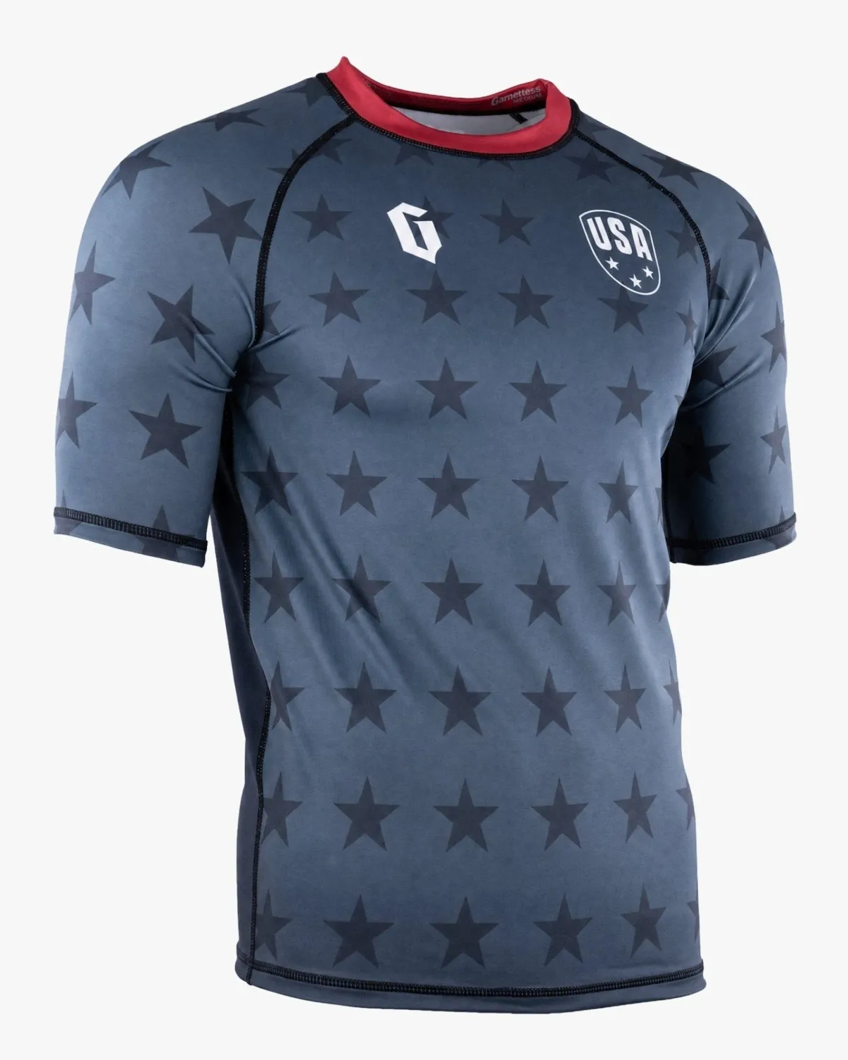 Discount Gameness USA Stars Short Sleeve Rash Guard Blue