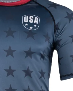 Discount Gameness USA Stars Short Sleeve Rash Guard Blue