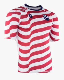 Online Gameness USA Stripes Short Sleeve Rash Guard White/Red