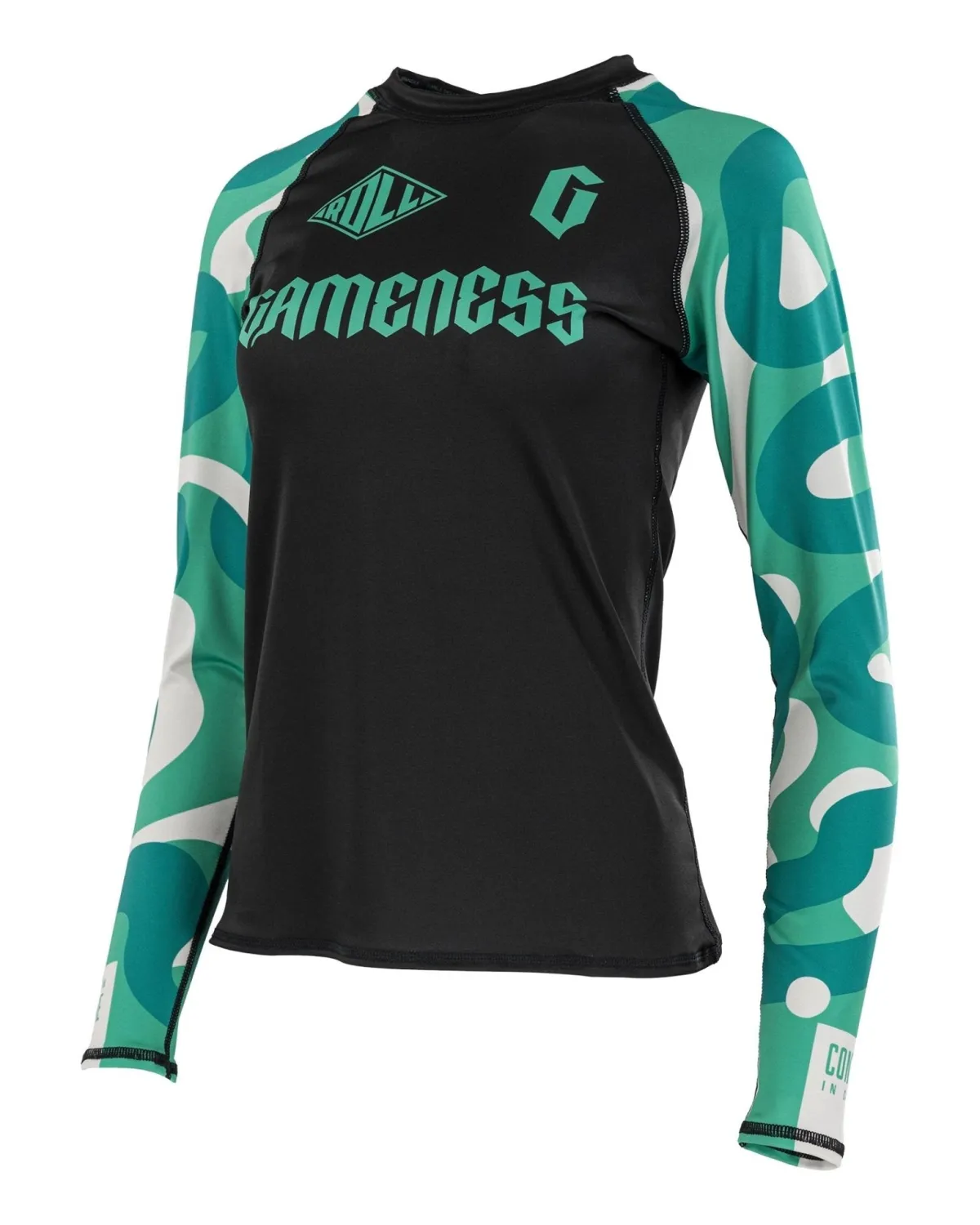 New Gameness Women's Long Sleee Bravo Rash Guard Black/Teal