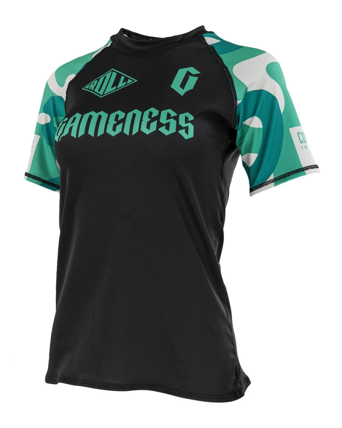 Gameness Women's Short Sleeve Bravo Rash Guard Black/Teal