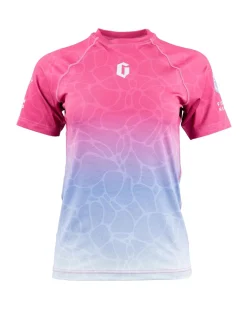 Outlet Gameness Women's Tempest Short Sleeve Rash Guard Pink/Blue