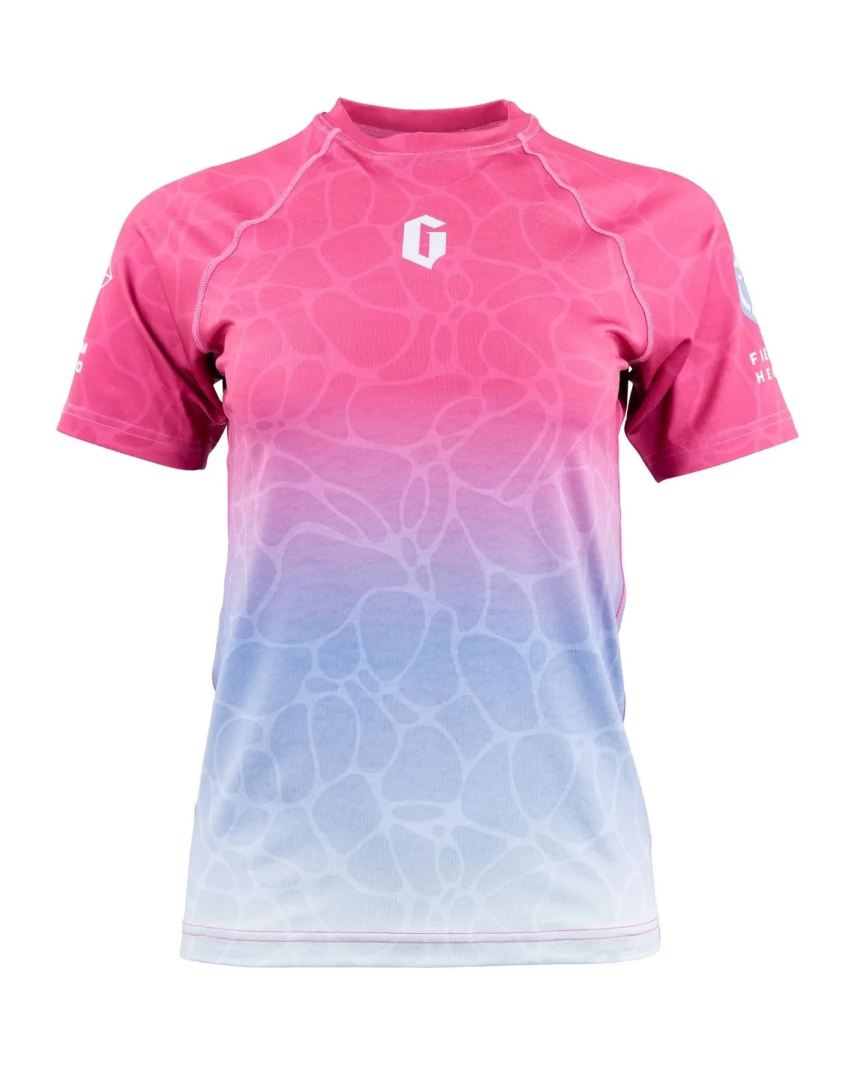 Outlet Gameness Women's Tempest Short Sleeve Rash Guard Pink/Blue