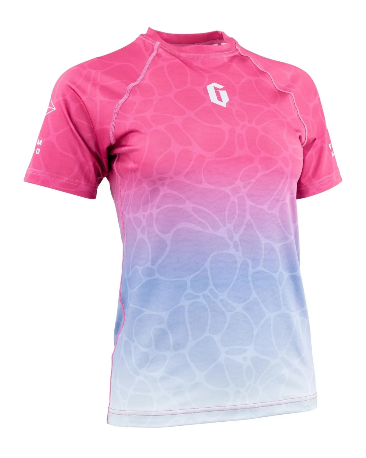 Outlet Gameness Women's Tempest Short Sleeve Rash Guard Pink/Blue