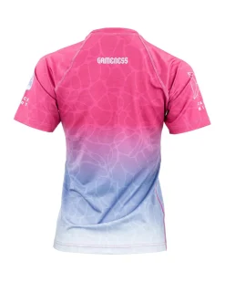 Outlet Gameness Women's Tempest Short Sleeve Rash Guard Pink/Blue