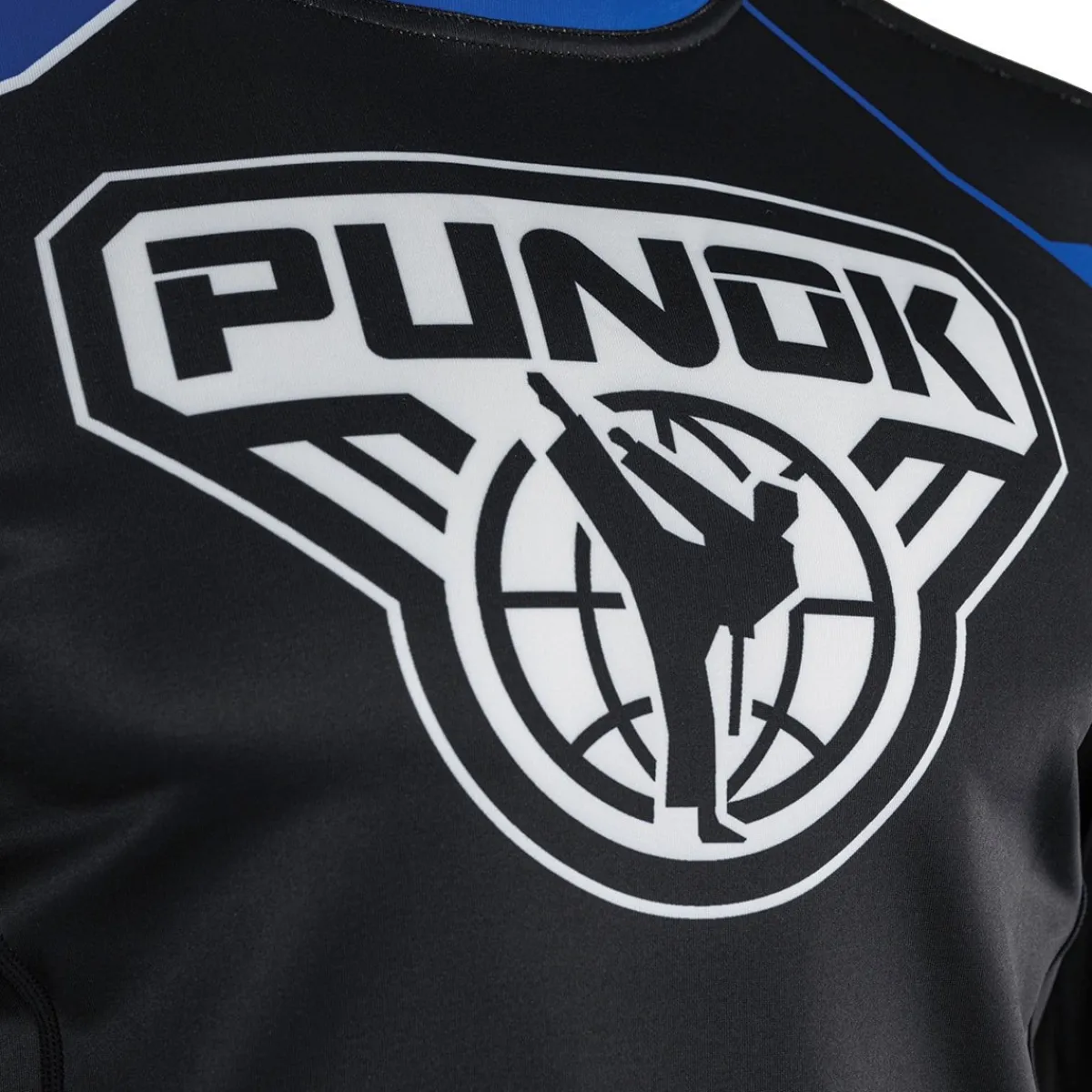 Hot Century Martial Arts Punok Long Sleeve Compression Top Blue/Black/White