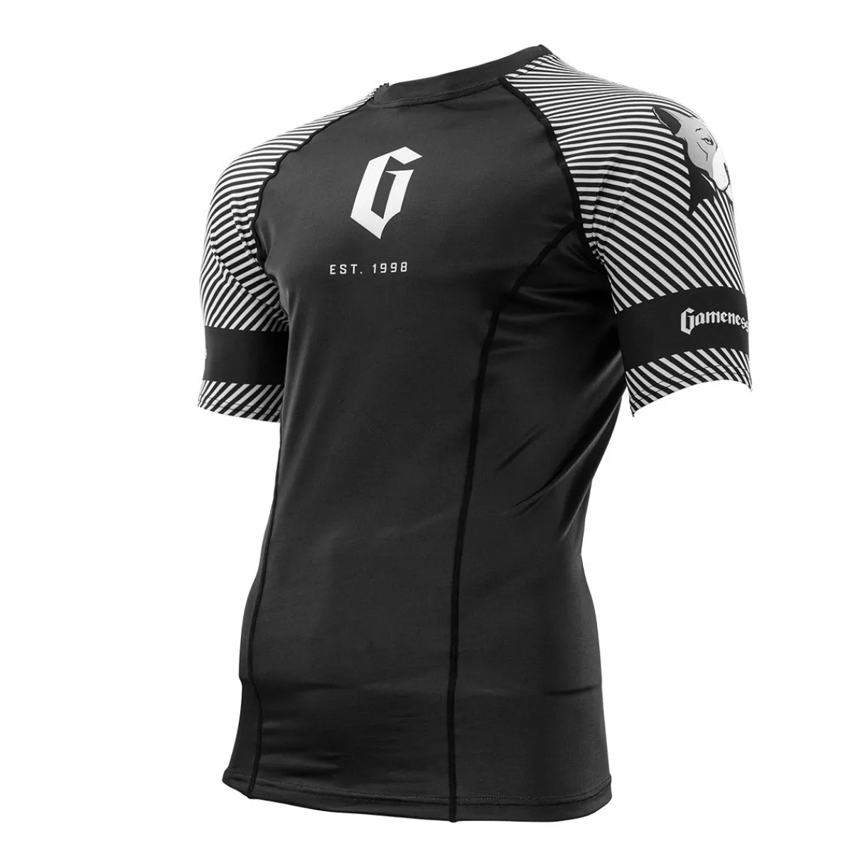 Outlet Gameness Spirit Animal Short Sleeve Rash Guard Black/White